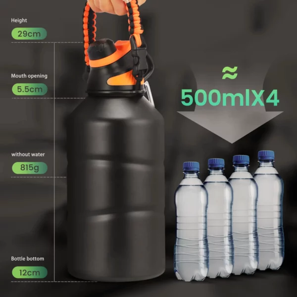 65 oz Stainless Steel Sports Insulated Water Bottle Thermo Flask With Magnetic Cup - Image 5