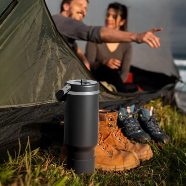 40 oz Stainless Steel Tumbler with Flip Straw and Handle, BPA-Free, Leakproof Sports Water Bottle - Image 5