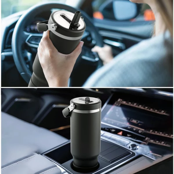 40 oz Stainless Steel Tumbler with Flip Straw and Handle, BPA-Free, Leakproof Sports Water Bottle - Image 4